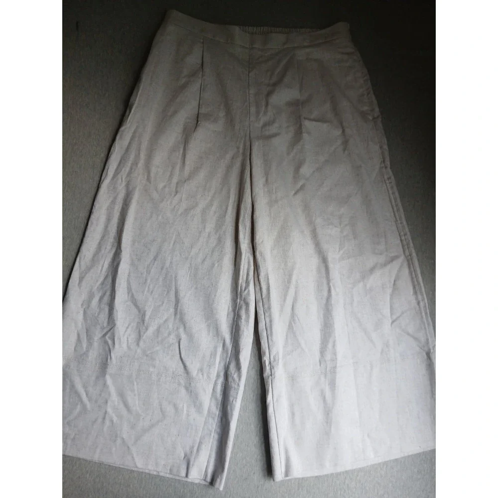 Banana Republic Pants Large Linen Flax Blend Super Wide Leg Pleated New